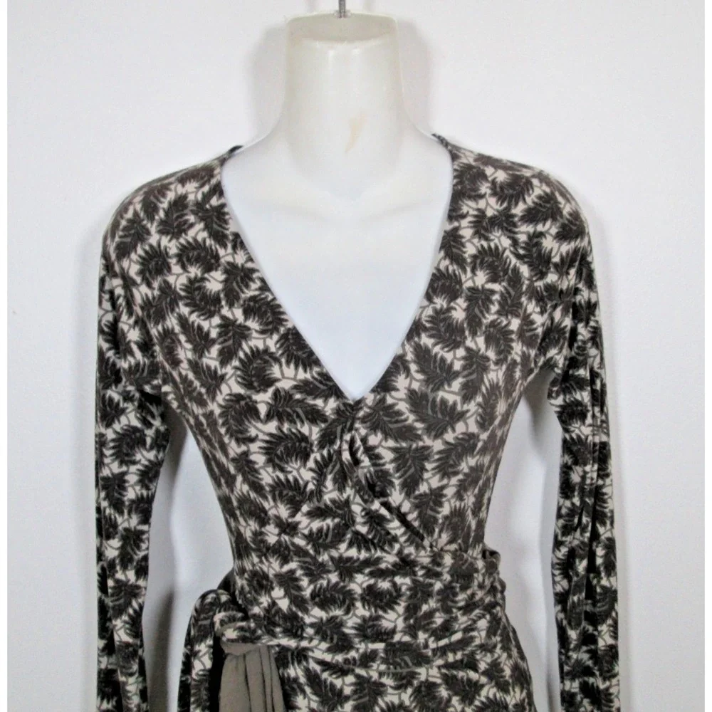 ETRO Blouse Size 38 Faux‎ Wrap Ballerina Beige Brown Attached Long Belt
